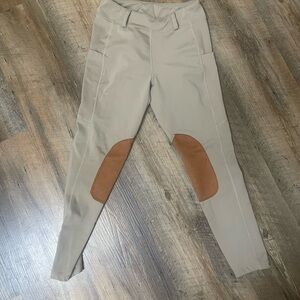 Beige Riding Pants with Brown Knee Patches